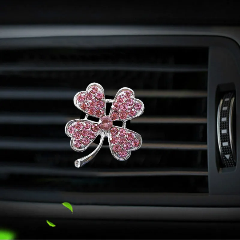 

Four-Leaf Flower Style Car Styling Diamond Alloy Air Freshener Automobile Interior Decoration Air Vent Perfume Clip Accessories