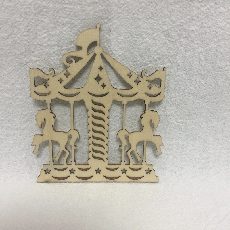 

20pcs laser cut wood Carousel horses home decoration 100*80mm