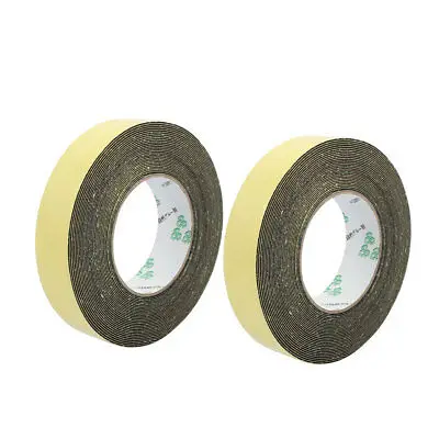 2Pcs 30mm Width 1mm Thickness Single Side Sponge Foam Tape Black 10 Meter Length