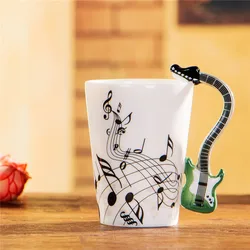 400ml Electric Guitar Ceramic Mug Creative Music Beer Mug Coffee Cup Porcelain Tea Cup Cafe Coffee Mug Tumbler Decoration