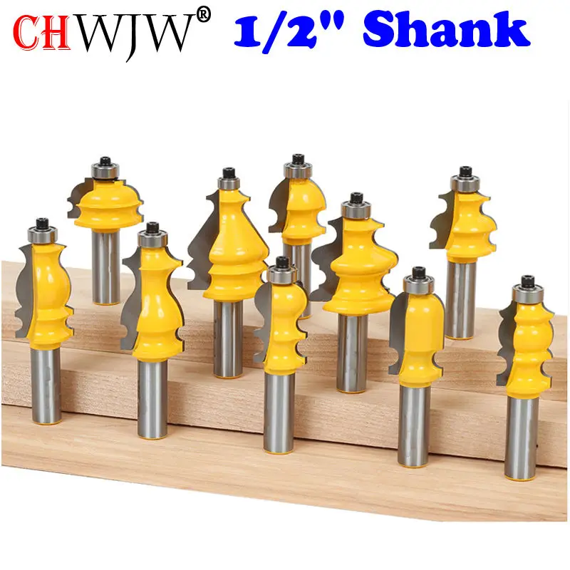 10 Bit Architectural Molding Router Bit Set - 1/2