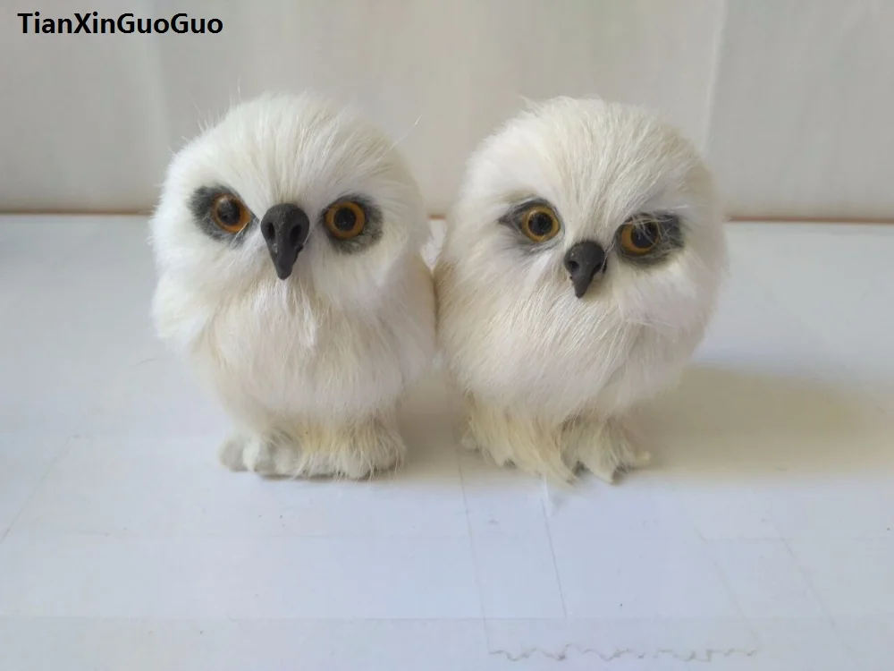 7x6cm simulation owl bird hard model prop polyethylene& furs mini white owl handicraft, home garden decoration s1741