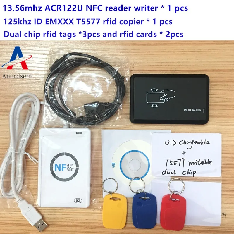 NFC ACR122U HF RFID Card &125khz ID Reader Writer Duplicate Crack clone S50  UID Changable EM4100 T5577 RFID Card+ Copy Tool