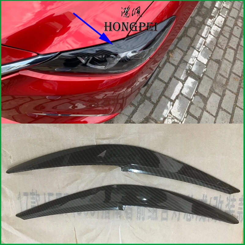 Car styling ABS Headlight Eyebrow Decorative Cover Sticker Trim For Mazda 6 M6 Atenza 2016 2017 Exterior Decals Strips Parts