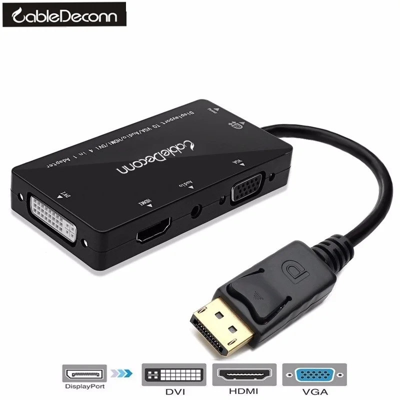 Multi-Function Displayport to Hdmi/Dvi/Vga Adapter Cable &Audio Converter Supports 3 Monitors At the Same Time