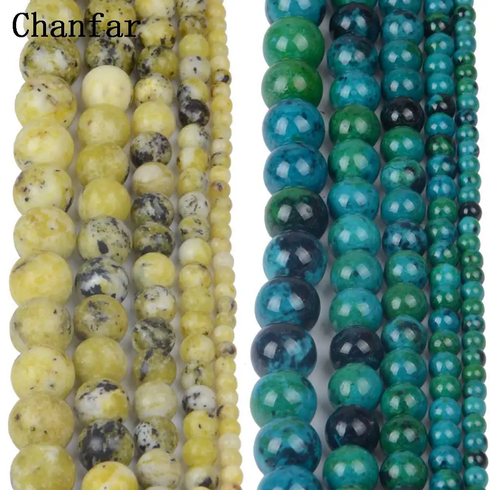 Phoenxi Blue Stone Yellow Pine Stone Women Jewelry Fashion Making Loose Beads 4 6 8 10 12mm