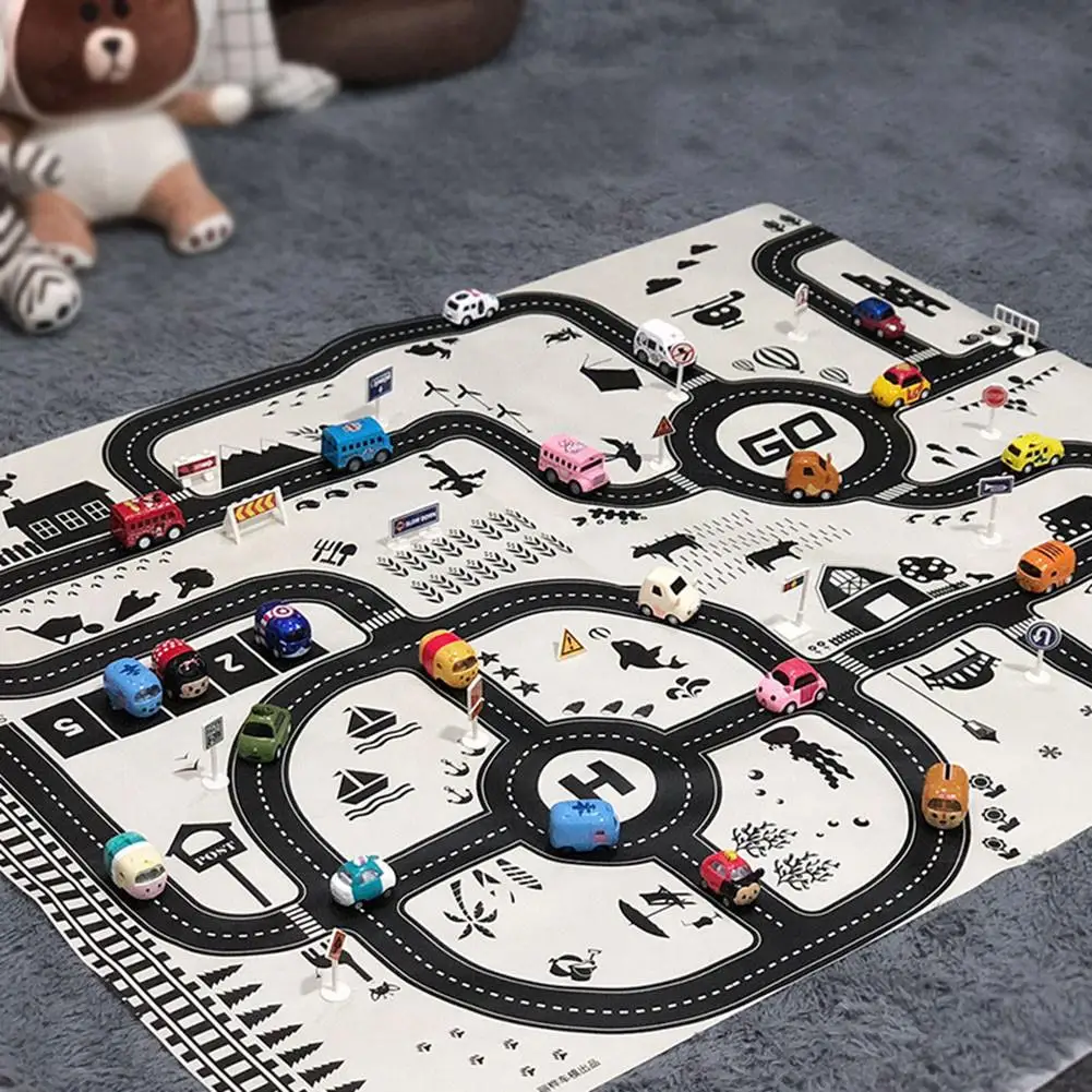 Tapis de jeu Portable pour bébés, motif de route