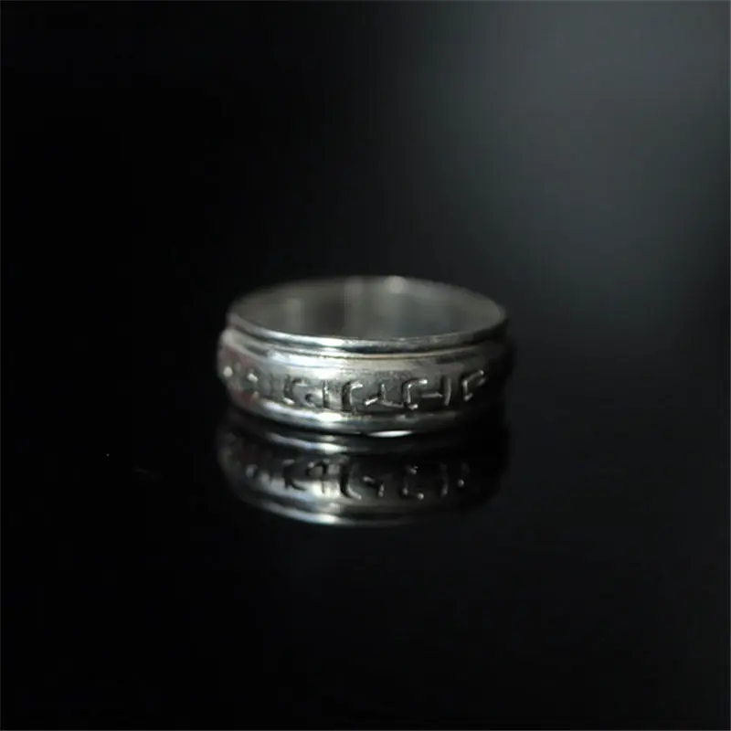 Tibetan Rings Copper Mantras Ring Six Words Amulet Spin Lucky Rings OM MA PADME HUM R025