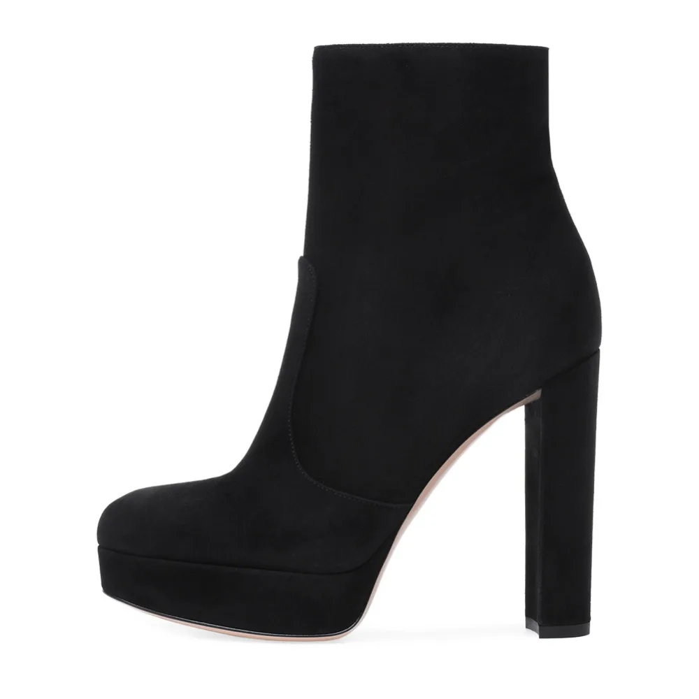 Sexy Platform Ankle Boots Pointed Toe Chunky High Heel Motorcycle Shoes Big Size Women Shoes 44 45 46