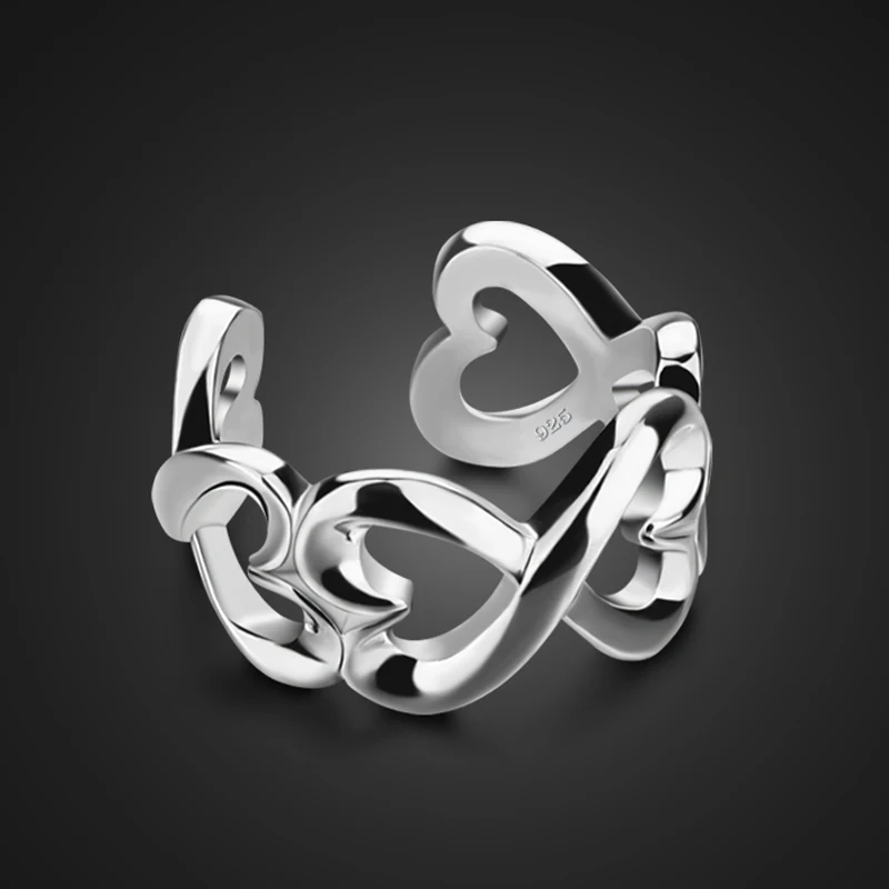 

Кольцо из стерлингового серебра 925 пробы в стиле ретро с китайским узлом для женщин, широкий 11 мм, однотонный ремешок, регулируемый модный ювелирный аксессуар, подарок