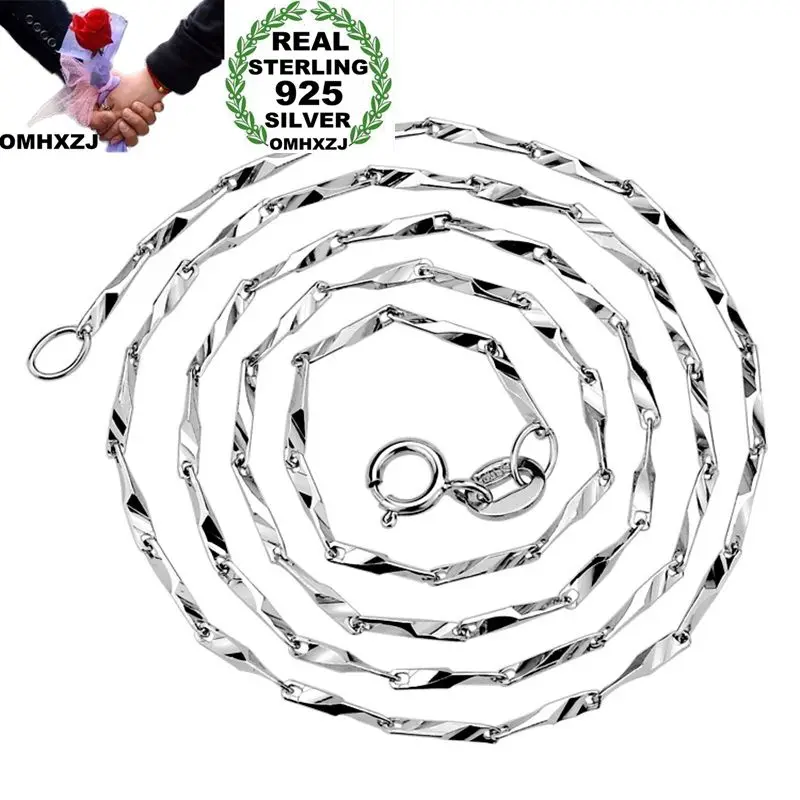 OMHXZJ Wholesale European Fashion Woman Man Party Gift Twisted Chain 925 Sterling Silver 18KT White Gold Chain Necklace NA206