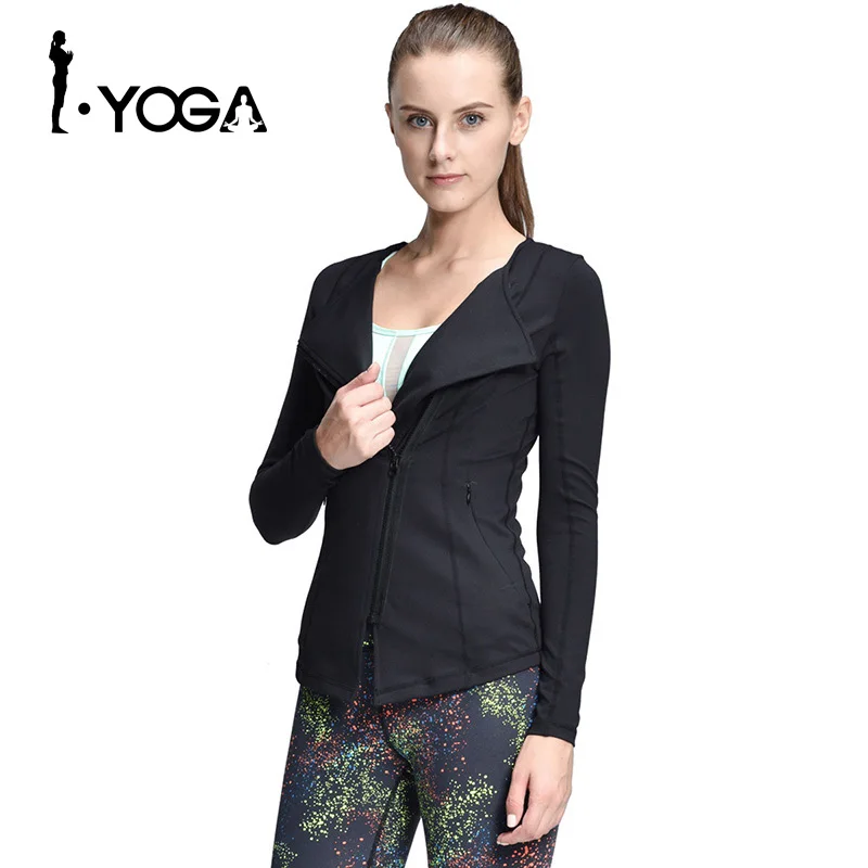 

Women Yoga Jacket Fitness Running Shirt For Women Sportswear Elastic Tight Gym Roupa de Academia Zipper Fitness Clothes J002