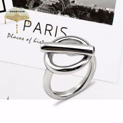 Women Stainless Steel Simple Punk Wind Finger Ring Silver Color Fashion New Assembly Design Size 6 7 8 9 10