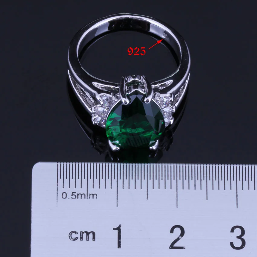 Marvelous Green Cubic Zirconia White CZ Silver Plated Jewelry Sets Earrings Pendant Nacklace Chain Ring V0323