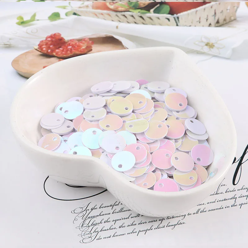 10g(1000pcs)6mm Flat Round Sequins Paillettes sewing Wedding Craft pvc sequin confetti for Garment Accessories with 1 side hole