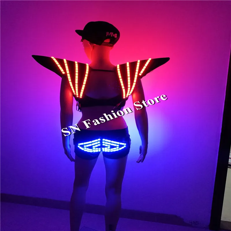 NZ001-9 Colorful RF control LED costume dj disco wears luminous bar ballroom dancing women dress sexy stage pants bra shoulder