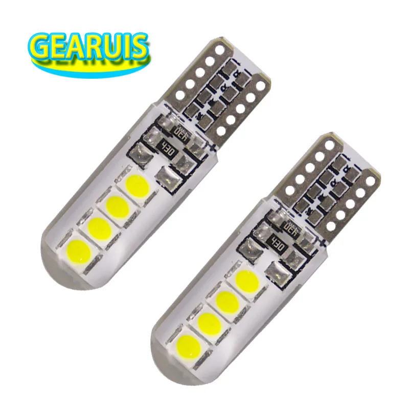 

100Pcs T10 Silicone case 8 SMD LED 3030 Car LED W5W 192 168 Silica gel Signal lamp 194 501 Side Wedge parking bulb 12V