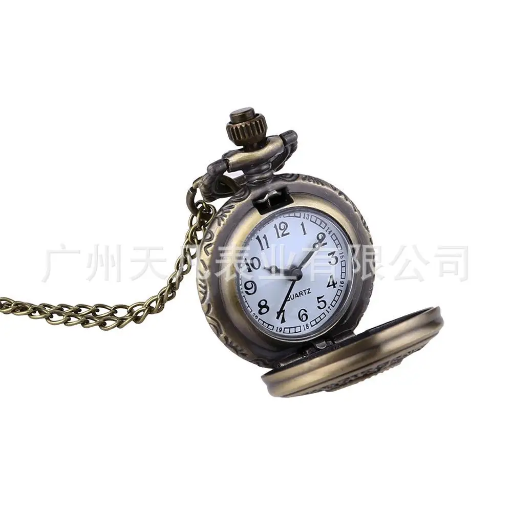 Sell vintage classic small quartz design broken flower watch pocket watch with necklace