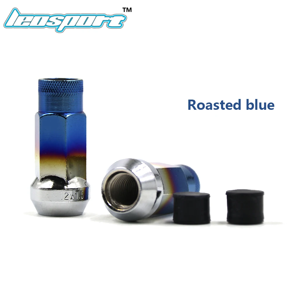 Leosport-Steel Roasted blue lug nuts Steel Nuts Spline Wheel Lock Nut Rays iron with Dust plug