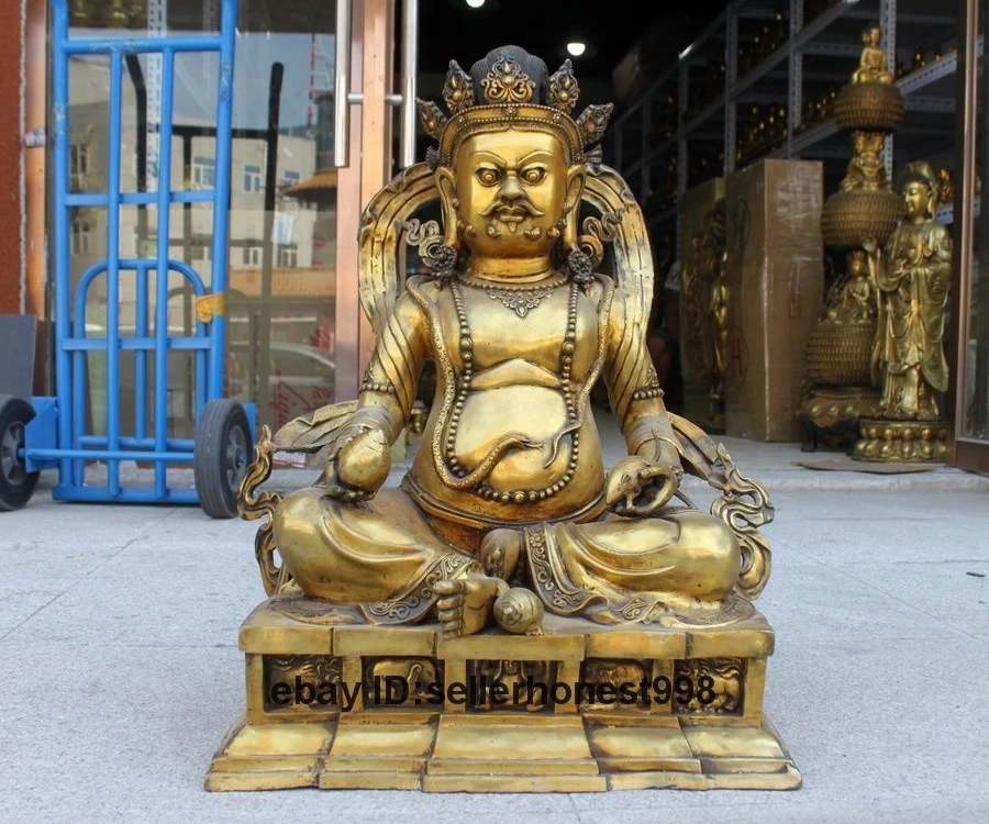 

26 Tibet Buddhism Copper Bronze gilt Yellow Jambhala God wealth Buddha Statue