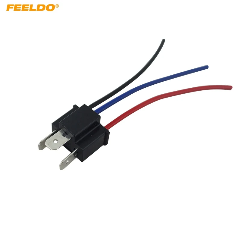 

FEELDO 1Pc Car H4 Male Nylon Socket Case for Halogen headlamp Pigtail Connector Holder #FD-5453