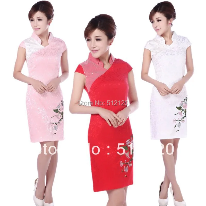 

Shanghai Story U collar Qipao cheongsam dress vintage Flower printed Cheongsam Dress Chinese traditional dress 3 color