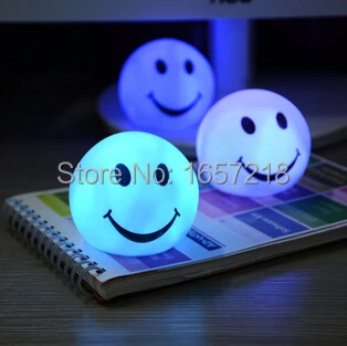 Night light Lovely changable color Round Smile Face LED  lamp, 7 colors changing Smiling nightlight For Baby / Children gift toy