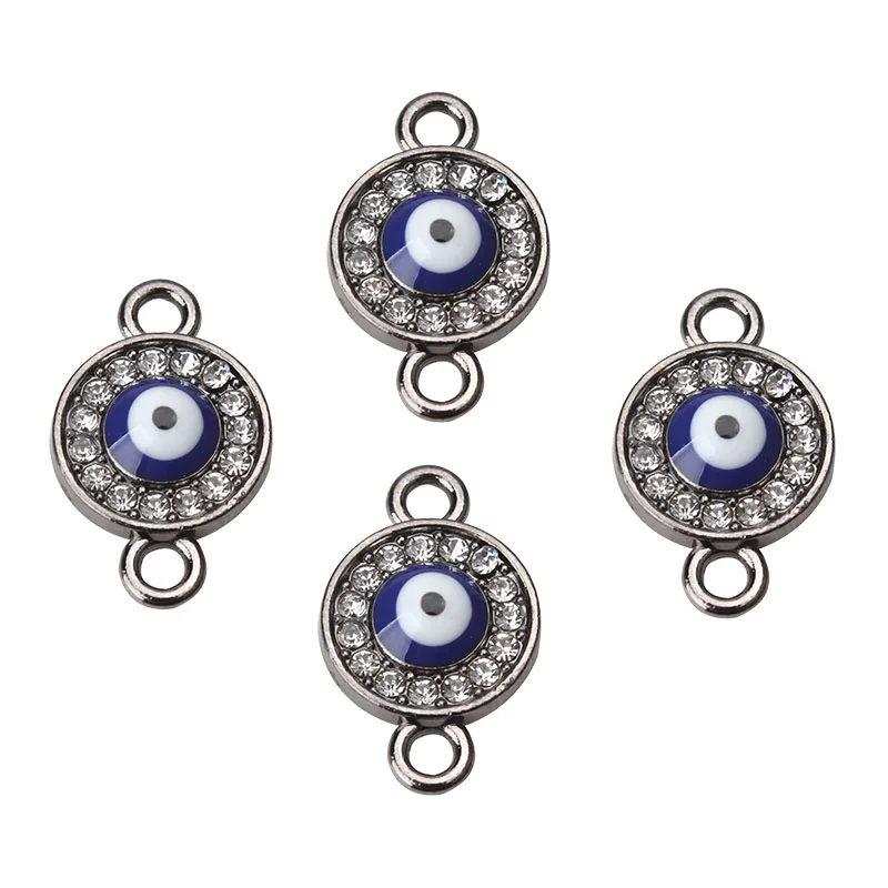 MEIBEADS 10 pçs/lote 20*13mm Evil Eyes Brilhante Diamante Pulseira Connector DIY Pulseira Artesanal Jóias de estilo Clássico Do Presente Do Ouro do Metal Parte