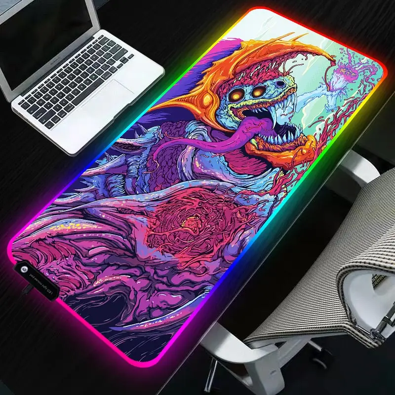 Sovawin Gaming Mouse Pad RGB Backlight Mat 900x400 Gamer XXL Computer Mousepad CS GO Hyper Beast Non-Slip Rubber Desk Mat For PC