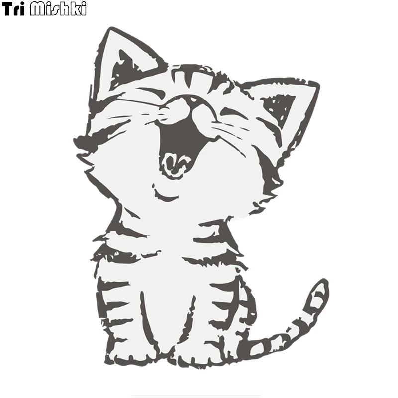 Tri Mishki WCS279 12*16cm Cat kitty pussy kitty car sticker funny colorful auto automobile decals