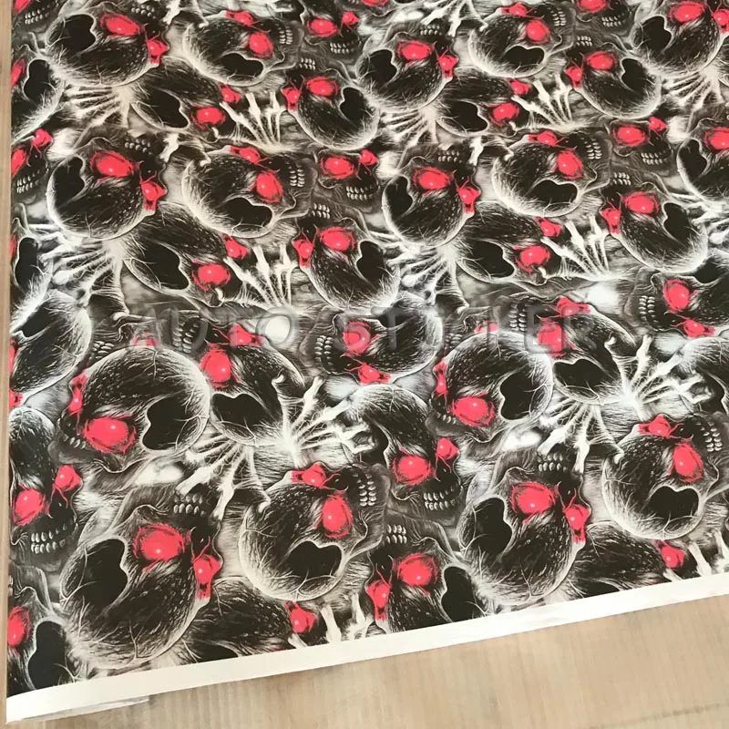 

5/10/15/20/25/30m*1.52m Red Eyes Skull Camo Vinyl Car Wrap Car Vinyl Sticker Sheet Skull Sticker Bomb CarDecals With Bubble Free