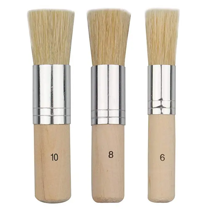 

3 pcs Wooden Stencil Brush Natural Bristle Brushes for Acrylic Painting, Oil Painting, Watercolor Painting