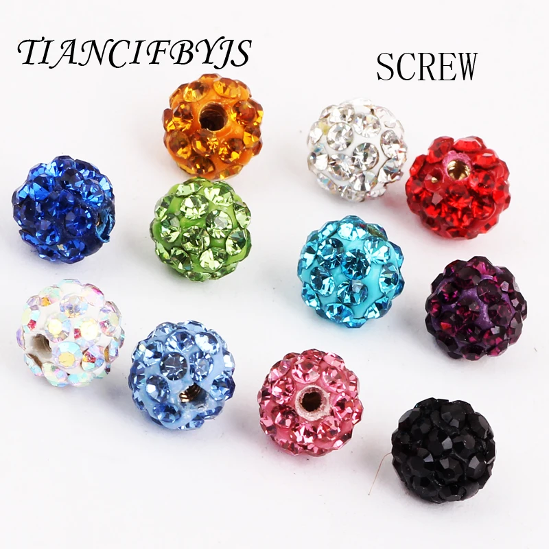 50 pcs/lot  3 6 10mm Screw On Stainless Steel Crystal Ball Head 14/16G Screw Hole Lip Eyebrow Tongue Belly Body Piercing Parts