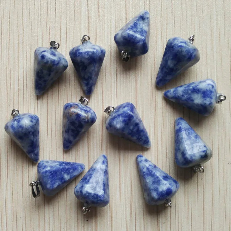 2016 fashion top quality natural sodalite hexagon pyramis pendants for jewelry making Wholesale 12pcs/lots  free shipping