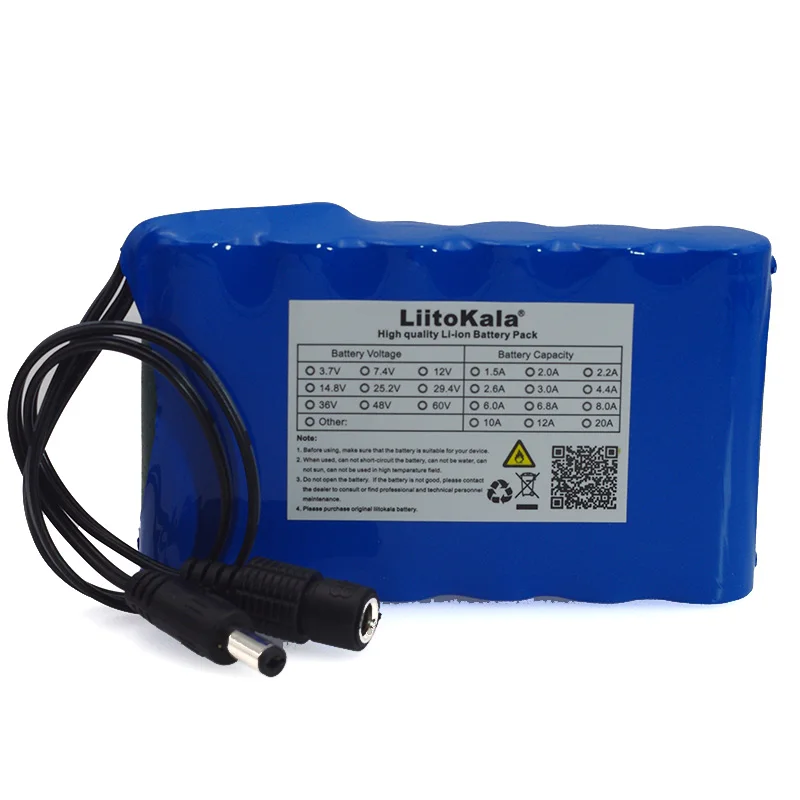 LIitoKala-Paquete de batería de iones de litio recargable, Monitor de cámara CCTV de 12 V, 6800 Mah, portátil, Super 18650, DC 12,6 V, 6.8A