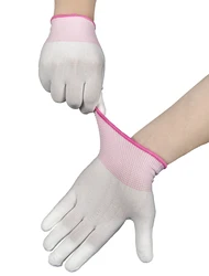 Coated finger Nylon Gloves With Flexible Rubber Finger Fine Work Tightly Knitted Elastic Line Gloves Breathable Rubber Gloves