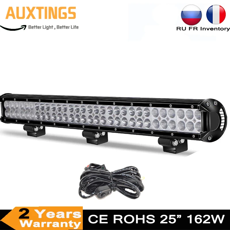 

25" 162W Led Bar Offroad Dual Row Led Light Bar for Tractor Boat Off Road 4WD 4x4 Truck SUV ATV Driving 12V 24V