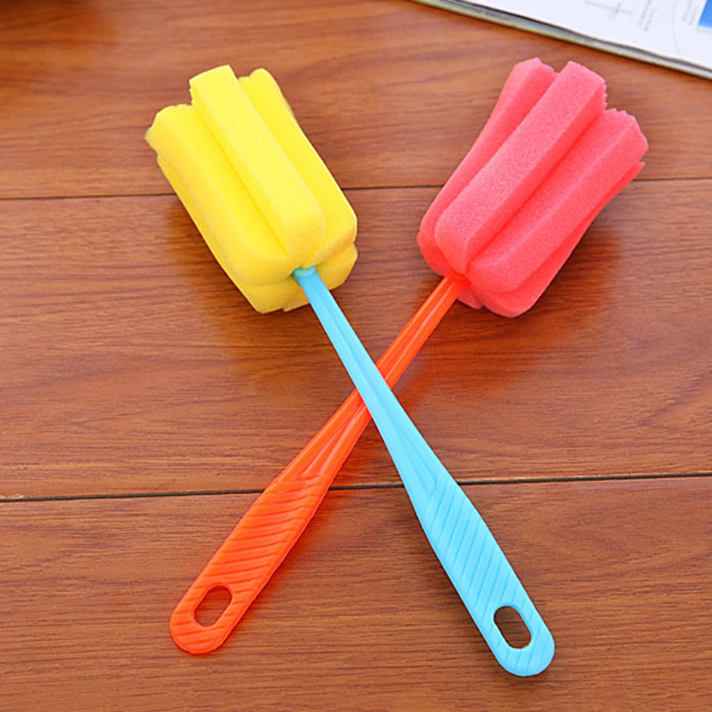 2pcs Sponge Cup Brush PP Plastic Bottle Cleaning Brush Kitchen Cleaner Tools