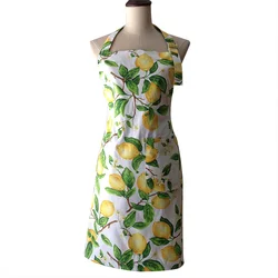 Retro Yellow Lemons Vintage Women Kitchen Cooking Apron Avental de Cozinha Divertido Tablier Cuisine Pinafore Apron