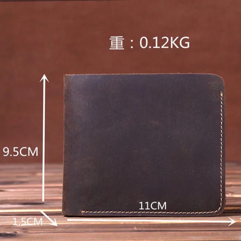 남성용 지퍼가 달린 빈티지 가죽 지갑, 동전 주머니, 수제 짧은 가죽 지갑, 크리에이티브 디자인, 2018 신제품