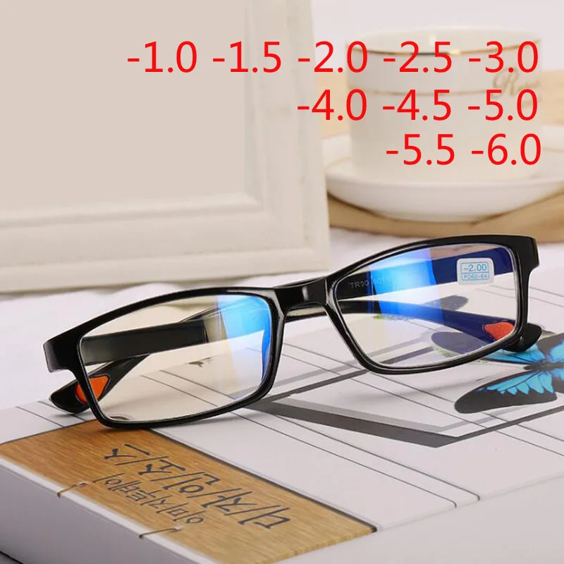 Square Myopia Glasses With Degree Women Men Short-sight Eyewear Black Frame Glasses -1.0 -1.5 -2.0 -2.5 -3.0 -3.5 -4.0 -5.0 -6.0