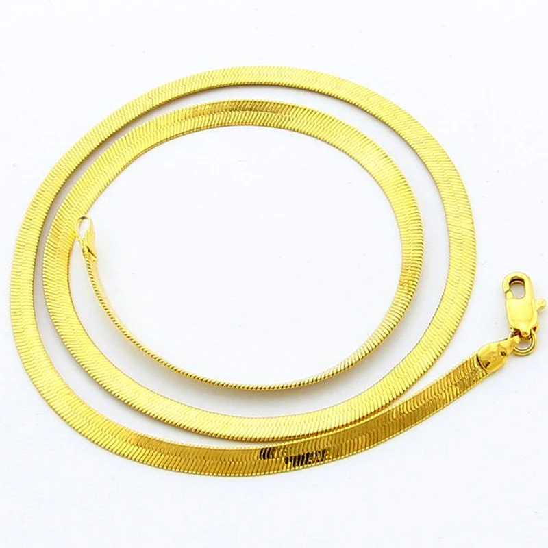 Pure Gold Color 4mm Soft Snake Chain Necklace for Men Women 45cm/50cm Wholesale 24K GP Men's Fashion Birthday Part Jewelry Gifts