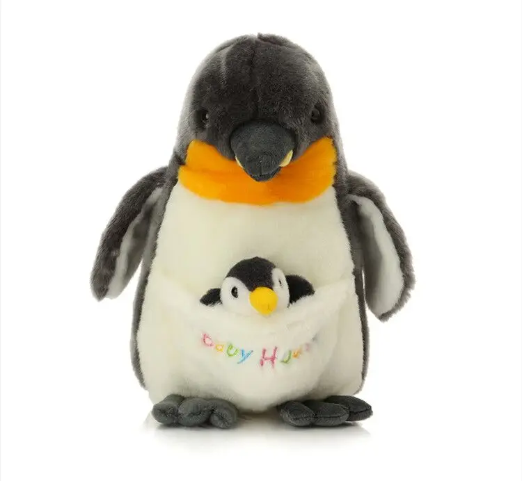 30cm dark gray penguin plush toy with baby ,soft throw pillow Christmas gift h2964