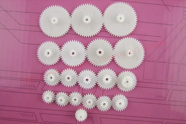 19 pcs General Plastic Gear Set Double Deck Deceleration DIY reduction gear