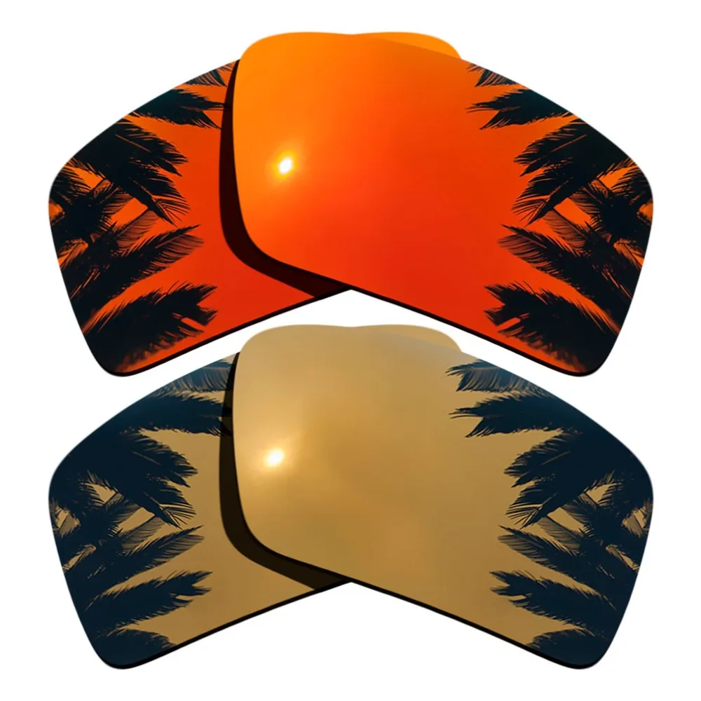 (Orange Red Mirrored+Bronze Gold Mirrored Coating) 2-Pairs Polarized Replacement Lenses for Eyepatch 2 100% UVA & UVB Protection