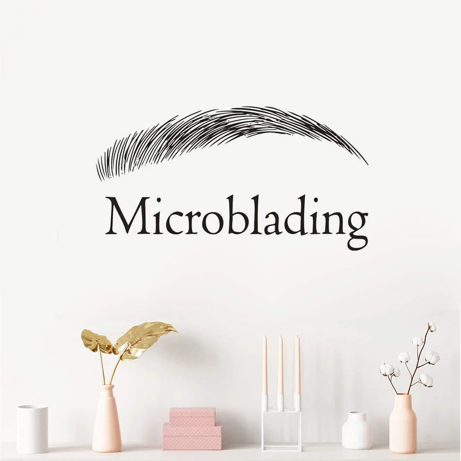 Eyebrows Microblading Logo Wall Sticker Beauty Salon Interior Decor Brows Design Vinyl Wall Decal Microblading Sign Poster AZ672