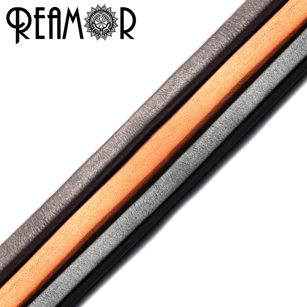 REAMOR 1m/lot Genuine Leather Rope Width 10mm Flat Leather Cord  For Jewelry Making Bracelet