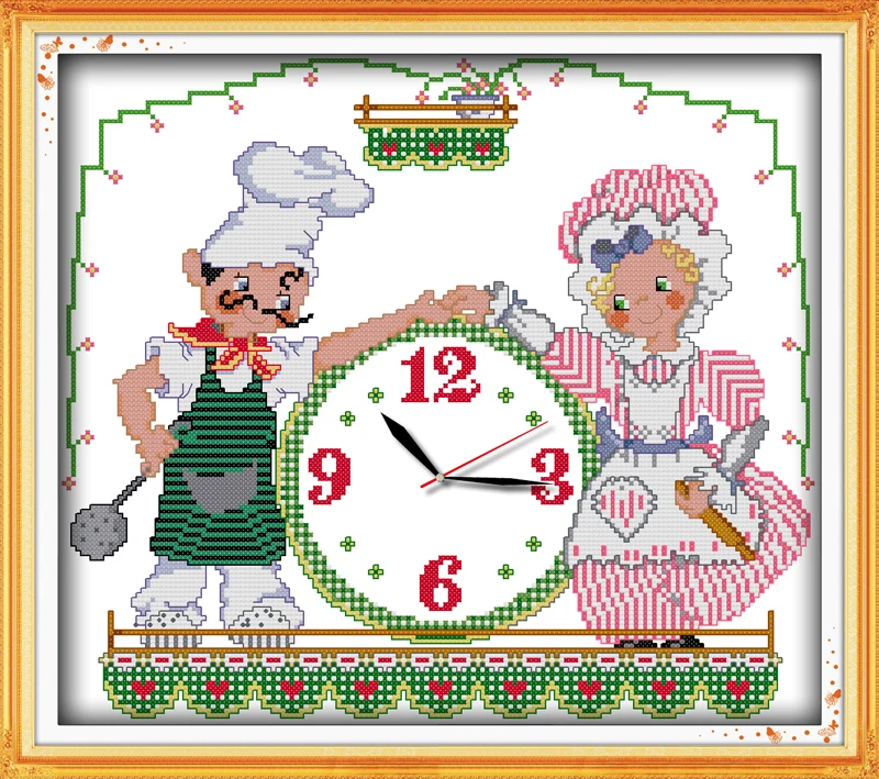 Gioia Domenica orologi stile I cuochi modelli kit punto croce cucina timbrato tessuto 14CT e 11CT per i bambini