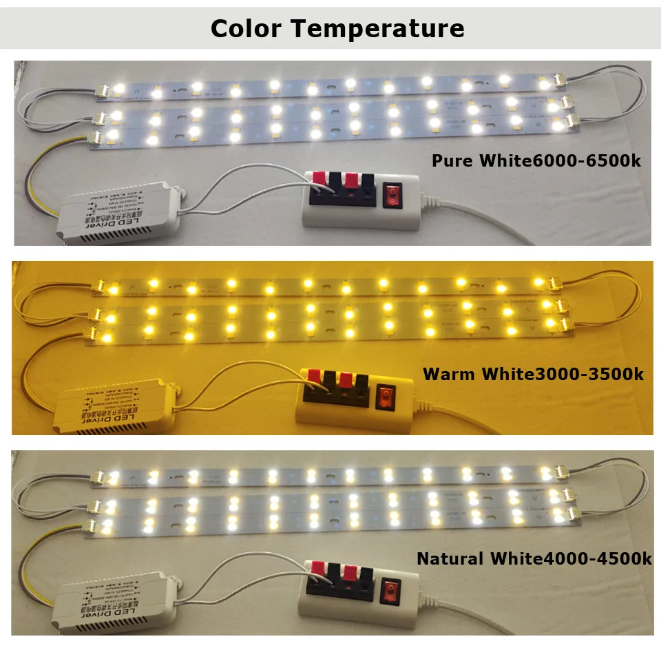 LED PCB 4Wx2 6Wx2 8Wx2 Striscia barra variabile a 3 colori SMD5730 Piastra base in alluminio Plafoniera Sostituisci le fonti di retrofit della