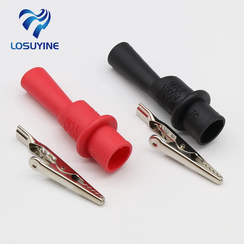 1 Pair Alligator Crocodile Test Clip Clamp For Multimeter Tester Probe New